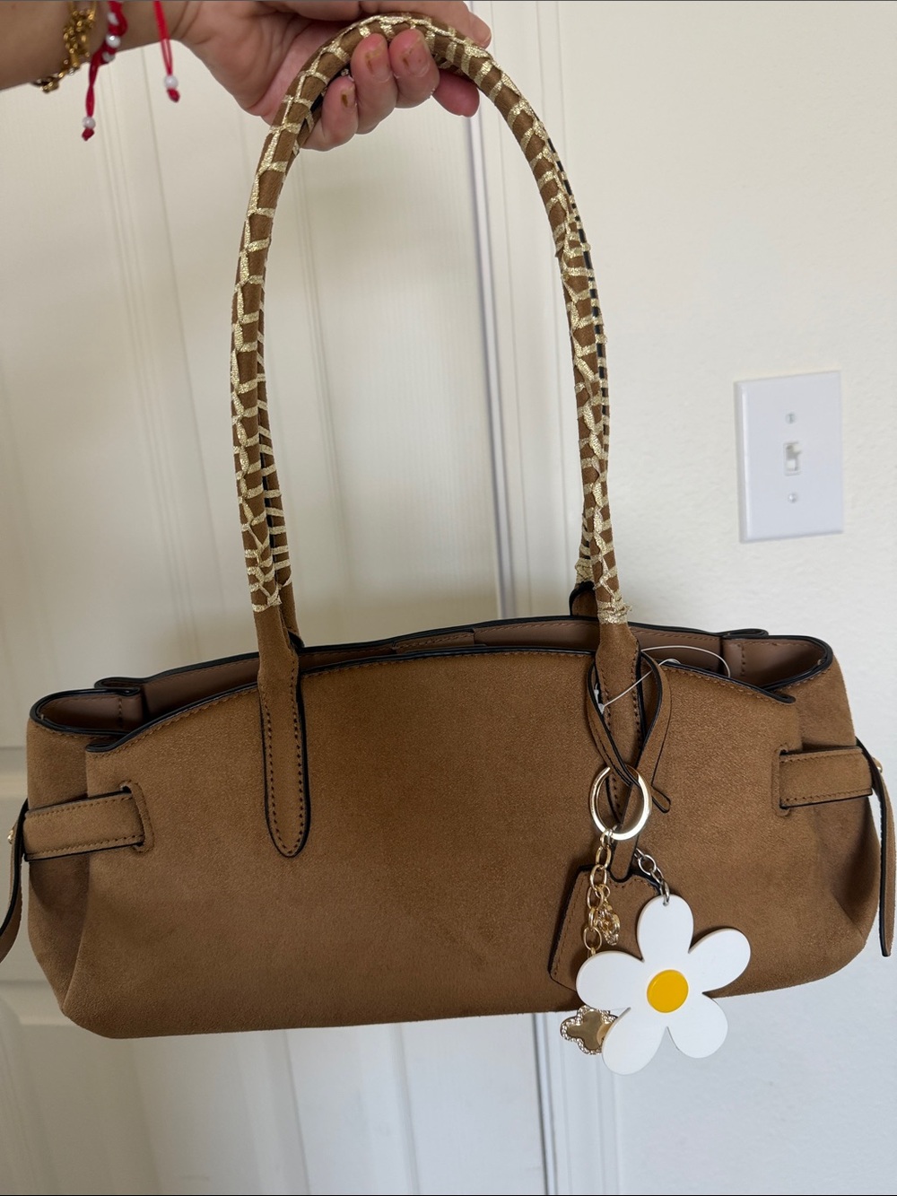 H&M Brown Shoulder Bag with Daisy Charm